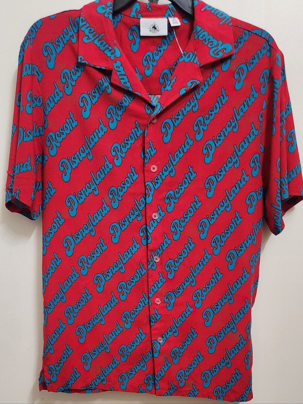 *NEW* Disney Parks Disneyland Resort Men's Small Red Blue Button Up Collar Shirt